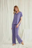 Kısa Kollu V Yakalı Dantelli Pijama Takımı thumbnail 5
