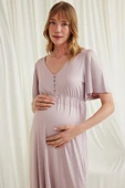 Dantelli Önü Düğmeli Hamile Lohusa Gecelik thumbnail 4
