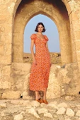 Çiçek Desenli Kısa Kollu Elbise - 4