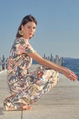 Çiçek ve Yaprak Desenli Elbise - 6