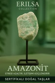 Sertifikalı Doğal Ham Amazonit Taşı Standlı Obje – Duygusal Denge ve İletişim Gücünü Artırır - 1