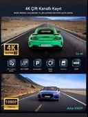 L308 WİFİ 4K Araç içi Güvenlik Kamerası + Park Modu Kablosu Çift Kamera Kayıt Cihazı GPS Gece Görüşü - 7