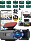 L308 WİFİ 4K Araç içi Güvenlik Kamerası + Park Modu Kablosu Çift Kamera Kayıt Cihazı GPS Gece Görüşü - 1