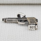 Tabanca Tasarımlı 925 Ayar Gümüş Kolye Ucu - 3