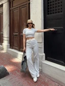 Crop pantolon biyeli takım gri thumbnail 5