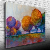 Günbatımı Sazlıklar ve Ağaçlar Yağlıboya Kanvas Tablo 50 x 70 - 3