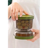 Çift Taraflı Süzgeçli  Kapaklı Zeytinlik - Suyu Süzen Zeytin Turşu Saklama Kabı - 4