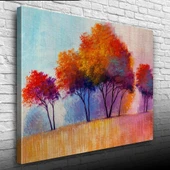 Sonbaharda Kızıla Çalan Ağaçlar Yağlıboya Kanvas Tablo 50 x 70 - 1