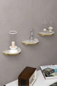 Duvar Rafı Dekoratif 3 Adet Çiçeklik Oval Altın Efes - 2