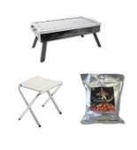 Kara Mangal Büyük+Tabure+Kömür Mangal Seti - 1