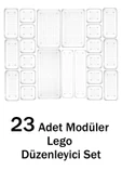 Buclee Lare 23 Adet Modüler Çekmece İçi Masaüstü -Banyo Düzenleyici - Takı Organizer Düzenleyici Şeffaf - 3
