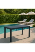 violet 6 Kişilik Antrasit Rattan Görünümlü Camlı Bahçe Masası 80x140 - 3