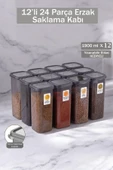 Buclee 12 li 24 Adet Kare Su Sızdırmaz Saklama Kabı  Baharatlık Seti Etiketli Kolay Görünüm Düzenleme Seti thumbnail 1