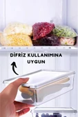Buclee 10Adet 2Lt Kendinden Kapaklı DeepFreeze Buzluk Bakliyat Kıyma Dondurulmuş Sebze Meyve Saklama Kutusu thumbnail 5