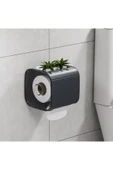 Buclee Gri  Yapışkanlı Banyo Tuvalet Kağıtlığı - Wc Peçetelik, Kağıtlık Tutucu  Kağıtlık Organizeri - 2