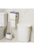 Buclee Lavena Dekoratif Banyo Seti | Tuvalet Fırçası, Kağıtlık ve Şık Sepet - 1