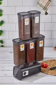 Buclee Emilia 6'li 12 Parça Kare Erzak ve Bakliyat Saklama Kabı Antrasit 6X1.90 Lt Bakliyat Kabı Etiketli - 3
