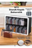 Buclee Standlı 12'li Kendinden Yapışkanlı Tezgahta Ve Duvara Monteli Kaşıklı Baharatlık Takımı thumbnail 1