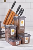 Buclee 24'lü 48 Parça Big Mega Kare Erzak ve Bakliyat Saklama Kabı Seti 8x(0,50 LT-1,10 LT-1,70 LT)Etiketli - 4