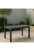 violet 6 Kişilik Antrasit Rattan Görünümlü Camlı Bahçe Masası 80x140 - 4