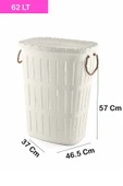 KASTAMONU PLASTİK Bambu Halatlı Ahşap Görünümlü Çamaşır Sepeti 62 Lt - Krem thumbnail 5
