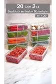 Buclee 2 Litre Buzdolabı Derin Dondurucu Saklama Kabı Seti 20 Adet Meyve Sebze Kuru Bakliyat  Sıvılar İçin thumbnail 1