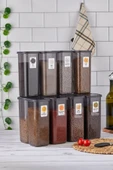 Buclee Emilia 12'li 24 Parça Kare Erzak ve Bakliyat Saklama Kabı Antrasit 12X1.90 Lt Bakliyat Kabı Etiketli - 3