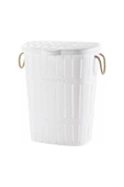Buclee Plastik Bambu Halatlı Kirli Çamaşır Sepeti Beyaz Beyaz 50-99 L 100 x 100 - 1