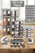 Buclee Lia 92 Parça Kare Erzak Ve Bakliyat Saklama Kabı Baharat Seti 12x300ml 10x(350ML500ML1100ML)4x1700ML thumbnail 1