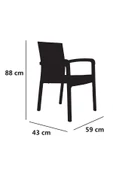 Violet Rattan Sandalye Kollu Koltuk Bahçe Balkon Teras Sandalyesi Cappuccino 4 Kişilik Set - 3