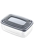 Buclee 5'li Set Embox Dikdörtgen Erzak, Gıda Saklama Kabı Antrasit - 4