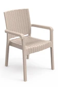 Violet Rattan Sandalye Kollu Koltuk Bahçe Balkon Teras Sandalyesi Cappuccino 4 Kişilik Set - 2
