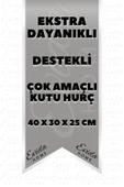 Buclee 3 Adet Mini Çok Amaçlı Saklama Kutusu,oyuncak Kutusu,organizer,kutu Hurç Gri Çizgili Desen 40x30x25 - 5