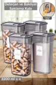 Buclee Mona Big 4 Lü Çok Amaçlı Toz Ve Tablet Deterjan Saklama Kutusu Kabı Seti Etiketli 3,2 Litre thumbnail 1