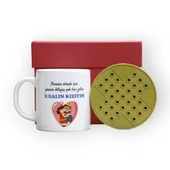 Geçmişin Büyüsüyle Dolu Özel Kırmızı Hediye Kutusu ve Ben Zaten Kralın Kızıyım Yazılı Kupa Bardak - 3