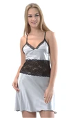 Gri Dantelli Saten Gecelik thumbnail 2