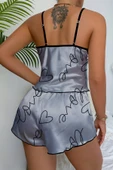 Love Baskılı Saten Şortlu Gecelik - 4