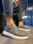 Yüksek Taban Harf Desenli Günlük Ayakkabı Gri thumbnail 3