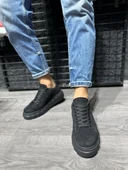 Yüksek Taban Günlük Süet Ayakkabı Siyah (Siyah Taban) thumbnail 2