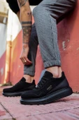 Yüksek Taban Günlük Süet Ayakkabı Siyah (Siyah Taban) thumbnail 1
