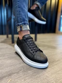 Yüksek Taban Günlük Ayakkabı KAPİTONE Siyah (Beyaz Taban) thumbnail 3