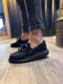 Yüksek Taban Mevsimlik Süet Ayakkabı Siyah (Siyah Taban) thumbnail 2