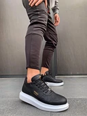 Yüksek Taban Günlük Ayakkabı Siyah (Beyaz Taban) thumbnail 2