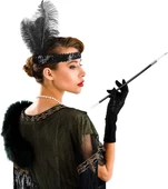 1920'ler Gatsby Aksesuar Seti – Siyah Charleston Saç Bandı & Sigaralık - 2