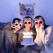 Happy Birthday Yazılı Pembe Fuşya Renk Parti Gözlüğü 12x7 cm - 3