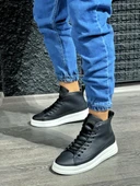 Yüksek Taban Ayakkabı C- Siyah (Beyaz Taban) thumbnail 5