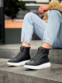 Yüksek Taban Ayakkabı Siyah (Beyaz Taban) thumbnail 2