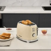 Homend Vintage Breadfast 1527H 2 Dilim Kapasiteli Ekmek Kızartma Makinesi Krem - 2