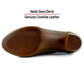 Erkan Saçmacı Madre Kahverengi Hakiki Dana Derisi Vintage Kalın Topuklu Günlük Klasik Ayakkabı - 6