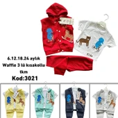 BEBEK  WAFFLE Üçlü takım 6,12, 18, 24 aylık  toptan 4'lü seri thumbnail 2